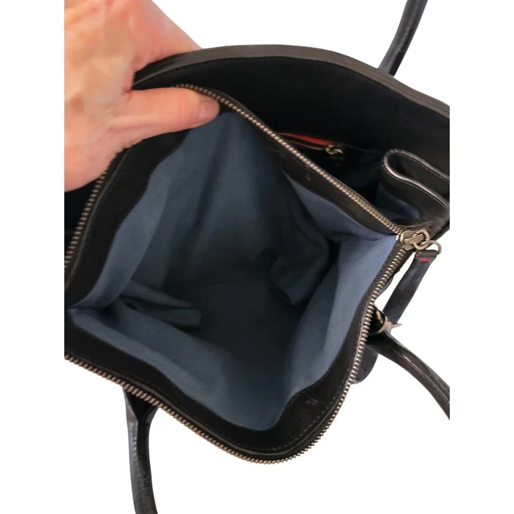 MASSIMO PALOMBA Black Leather Satchel Crossbody Bag Handcrafted in Italy